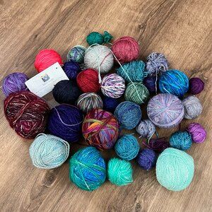 Natural Fiber Hand-Spun Hand Dyed Yarn Remnant Lot